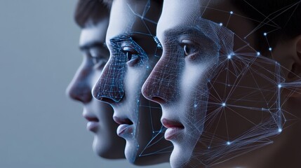 Poster - AI-powered facial recognition system that scans and analyzes multiple facial features, using real-time data processing to verify identity with precision for secure access management