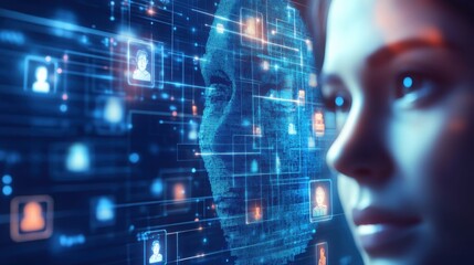 Poster - An advanced facial recognition system that uses AI to process and analyze facial features,