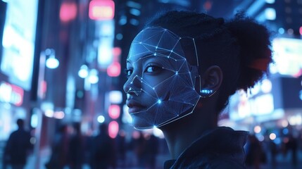 Poster - An AI-driven facial recognition system concept that scans and processes biometric data in real-time, enabling accurate identity verification and enhanced security in diverse environments