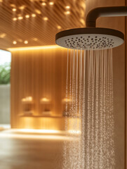 Wall Mural - Modern rainfall shower in a luxurious bathroom.