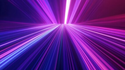 Aufkleber - Panoramic 3D abstract neon background with radiant purple, violet, and pink lines illuminated by ultraviolet light