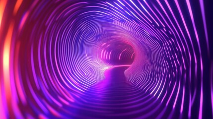 Aufkleber - Panoramic 3D abstract neon background with radiant purple, violet, and pink lines illuminated by ultraviolet light