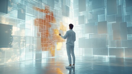 Wall Mural - 3D Illustration of Project Manager Interaction