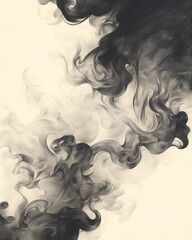 Wall Mural - curving tendrils of soft smoke blend into the light background forming abstract shapes with subtle p