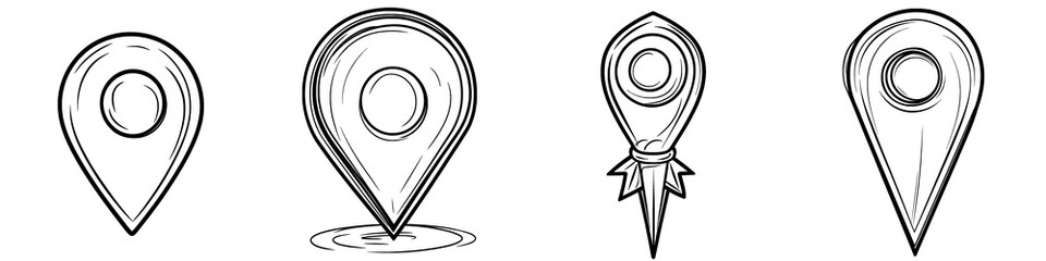 Poster - Stylish black and white location pin icon with dashed borders.