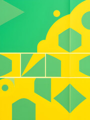 Geometric shapes with a green and yellow theme,