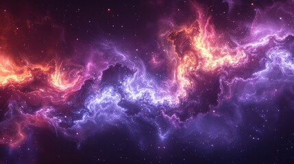 Wall Mural - Purple and orange galaxy with stars and nebulas