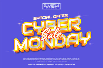 Aufkleber - Editable text effect Cyber Monday 3d cartoon template style modern premium vector