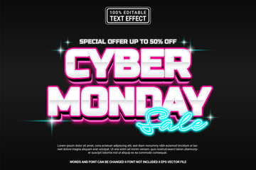Aufkleber - Editable text effect Cyber Monday 3d cartoon template style modern premium vector