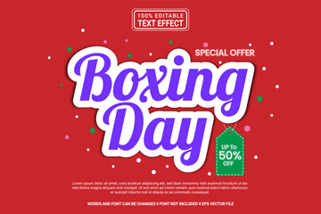 Aufkleber - Editable text effect Boxing Day 3d cartoon template style modern premium vector