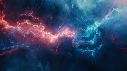 Poster - A Stunning Ultra View: Waves and Particles Dance on a Gradient Background with Colorful Particles, Creating a Mesmerizing HD Wallpaper.