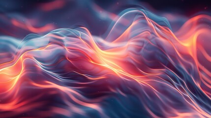 Poster - A Stunning Ultra View: Waves and Particles Dance on a Gradient Background with Colorful Particles, Creating a Mesmerizing HD Wallpaper.