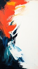 Canvas Print - Abstract painting with bold red, blue, and white strokes, conveying energy and emotion.