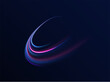 © ira11998877 - Lines in the shape of a comet against a dark background. Illustration of high speed concept. Motion light effect for banners. Fast speed car. Curved light trail stretched upward.