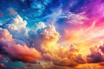 Wall Mural - Colorful sunset sky with clouds in the background close-up