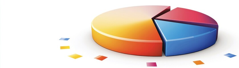 Poster - 3D Pie Chart Divided Into Four Sections With Different Colors.