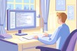 © Iswanto - A person coding at a desk with a computer in a bright, organized workspace.