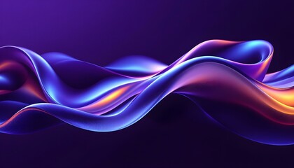 Aufkleber - Abstract background with dynamic flowing light waves in shades of blue Background and purple Background, Vibrant and futuristic design. 3d render wave line dot background. Wave gradient background 