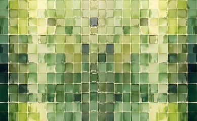 Green tones squares mosaic pattern. Tile design background	