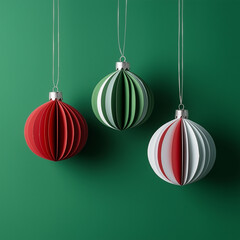 Wall Mural - christmas ornaments paper quilling craft, colorful christmas baubles