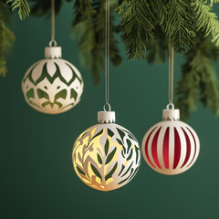 Wall Mural - christmas ornaments paper quilling craft, colorful christmas baubles