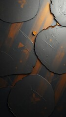 Poster - This abstract background features overlapping circular shapes in black and brown with a textured surface. The colors create a dynamic and contemporary design