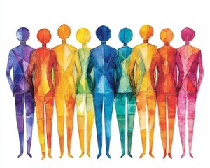 Poster - Stylized illustration of a diverse group of people standing together