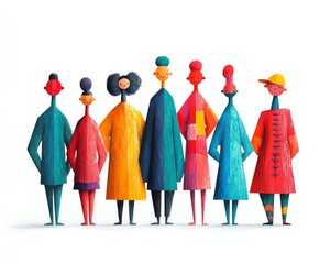 Poster - Stylized illustration of a diverse group of people standing together