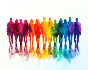 Poster - Stylized illustration of a diverse group of people standing together