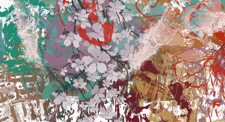 Poster - Adobe Illustrabstract background texture blurred chaotic brush strokes stylized watercolor paint..ator Artwork