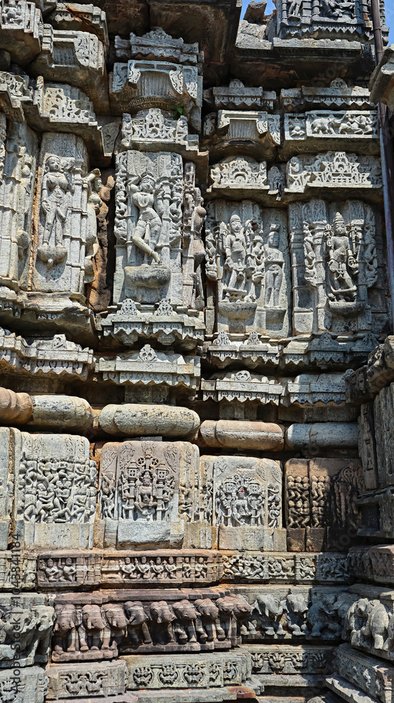 Carvings of Hindu deities and erotic sculptures on the adhisthana of ...