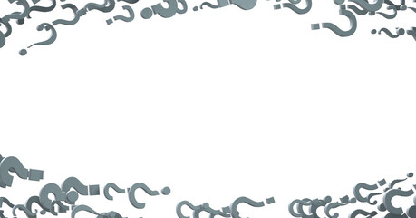 Poster - Infinite question marks on a plane, original three dimensional illustration.