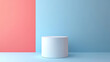 © Best_Seller - A simple, colorful background with a white cylinder podium. Perfect for showcasing products in a modern, minimalist style.