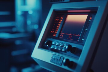 Poster - A close-up view of a machine in a room, perfect for illustrating technology or industry-related concepts