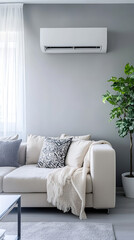 Canvas Print - Stylish Living Room with Modern Air Conditioning for Comfort