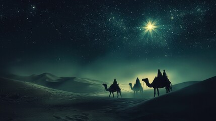Wall Mural - christmas jesus birth concept - adoration of the magi, three wise men, three kings, and the three bi