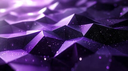 Poster - an abstract purple geometric background with 3d polygonal shapes.