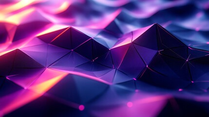 Poster - Polygonal shapes on an abstract geometric purple background.