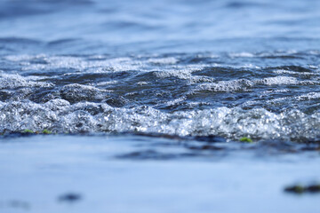 Blue ocean water. Sea water. Selective focus.