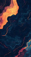 Poster - Abstract swirl pattern wallpaper in vibrant blue and gold hues with water-like texture