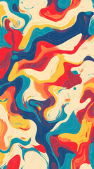 Poster - Abstract swirl pattern wallpaper in vibrant blue and gold hues with water-like texture