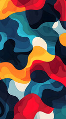 Poster - Abstract swirl pattern wallpaper in vibrant blue and gold hues with water-like texture