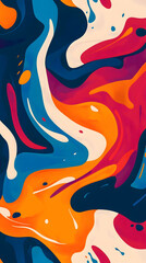 Poster - Abstract swirl pattern wallpaper in vibrant blue and gold hues with water-like texture