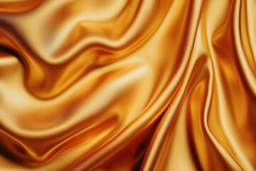 Poster - Luxurious golden satin fabric gracefully draped, showcasing its soft texture and shimmering surface, perfect for elegant design and textile inspiration.