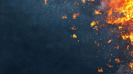 Poster - Dynamic flames burst against a dark background, creating an intense visual contrast that captures the essence of fire and heat.