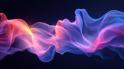 Poster - A vibrant swirl of colorful smoke waves, blending shades of pink, blue, and orange against a dark background, creating a mesmerizing motion effect.