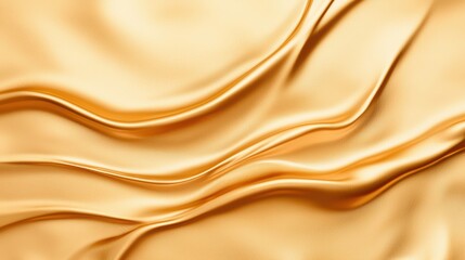 Sticker - A stunning close-up of luxurious golden satin fabric, showcasing its smooth texture and elegant drapes, perfect for backgrounds and visual designs.