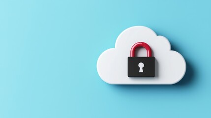 Poster - A secure cloud storage icon featuring a padlock, symbolizing data protection and cybersecurity in a modern digital environment.
