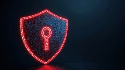 Aufkleber - Futuristic digital shield with a glowing keyhole, symbolizing cybersecurity, data protection, and safe online environments. Perfect for tech-related themes.