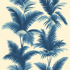Poster - Beautifil Palm Tree Leaf Silhouette Seamless Pattern Background Vector Illustration
